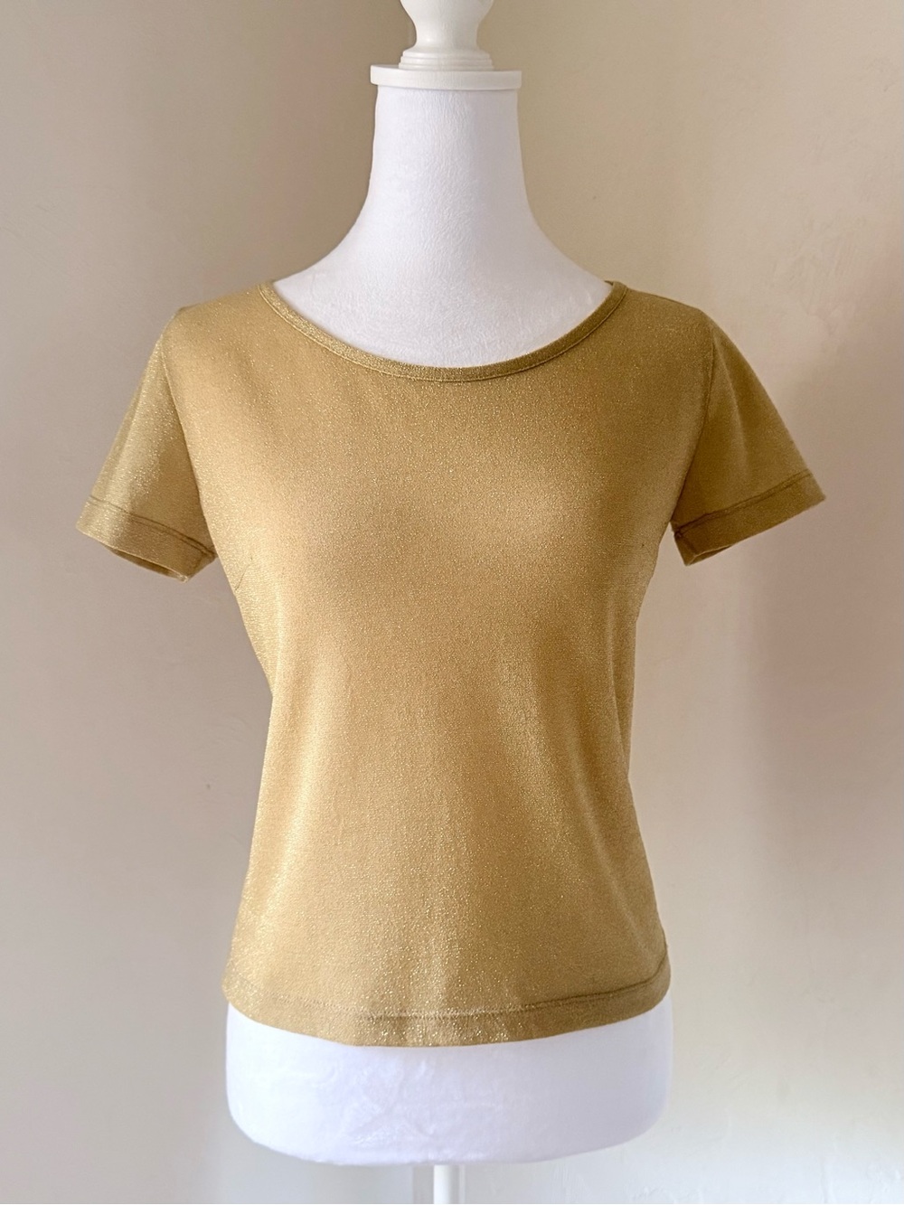 NWT Vintage Y2K GF Gianfranco Ferre Deadstock Gold Burn Out Shimmer Baby Tee S